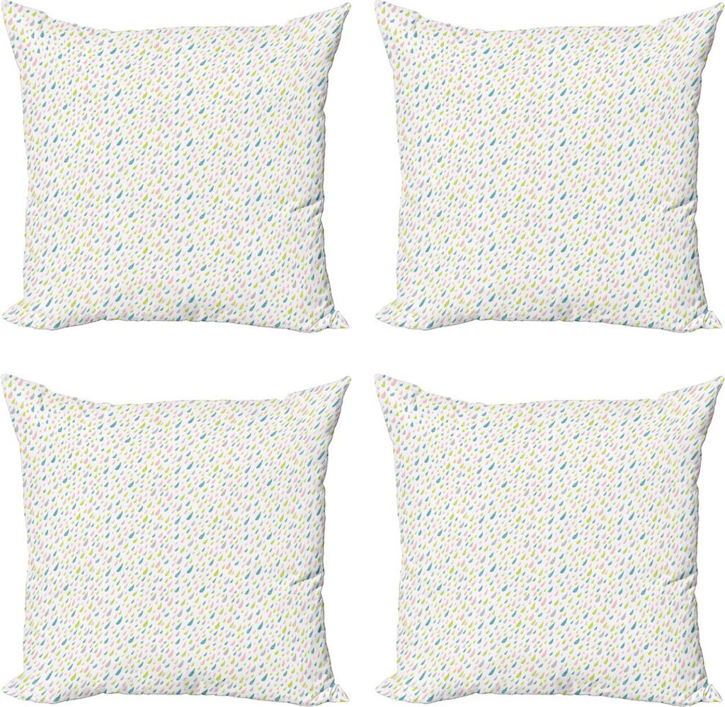 ABAKUHAUS Regen Kissenbezug Set (4 Stück), Gekritzeltes Droplet, Moderner Doppelseitiger Digitaldruck, 50 cm x 50 cm, Mehrfarbig