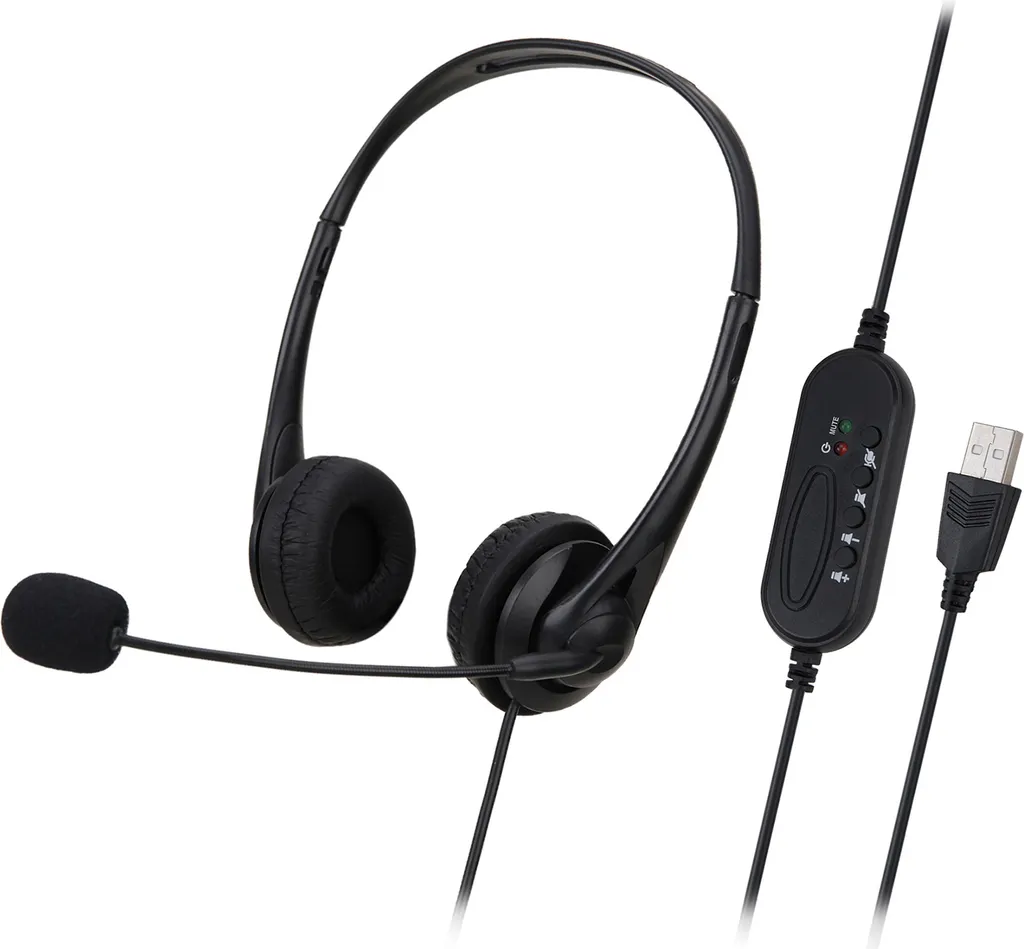 SY490MV Cuffie con Filo USB - Microfono Regolabile per Ufficio e PC
