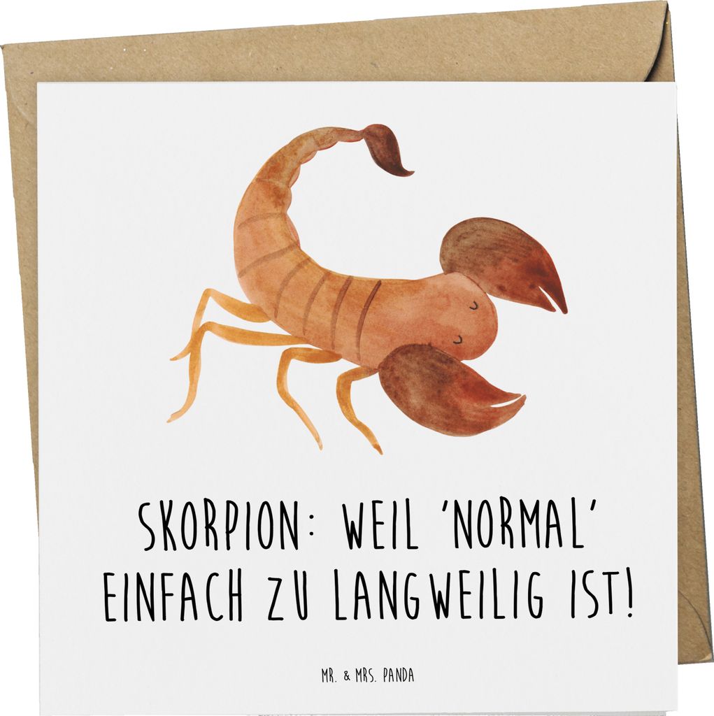 Mr. & Mrs. Panda Glückwunschkarte Skorpion Unikat - Weiß - Geschenk, Leidenschaft, anlasskarte, Klappkarte, Horoskop, doppelkarte, Grußkarte, Ge...
