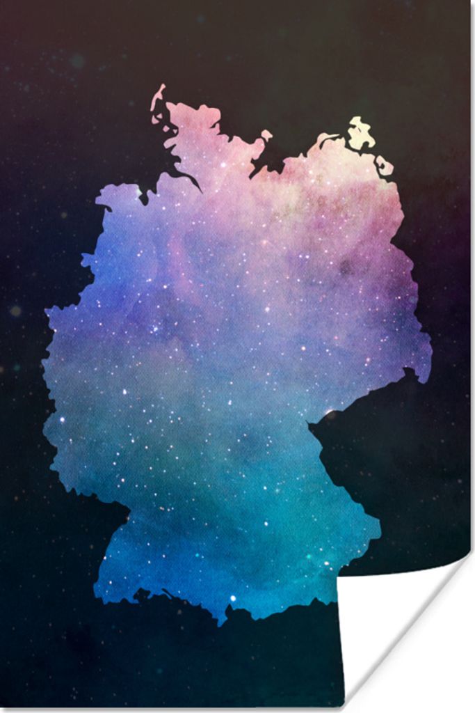 MuchoWow Poster Karte - Deutschland - Sternenhimmel 80x120 cm - Papierdruck