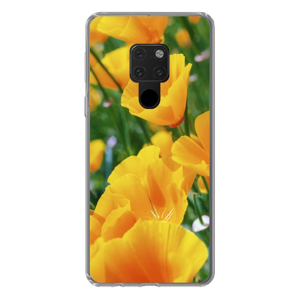 MuchoWow Handyhülle Schutzhülle Hülle für Huawei P40 Lite Blumen - Garten - Orange Silikon Softcase Handy Hülle - Handy