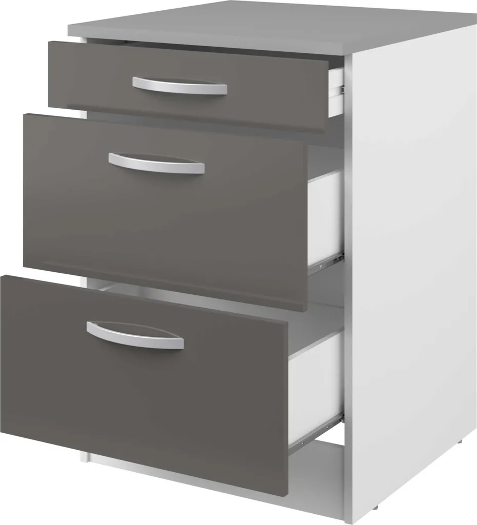 Armoire basse Eko 60x60 cm avec 3 tiroirs - Meuble de rangement gris - 8