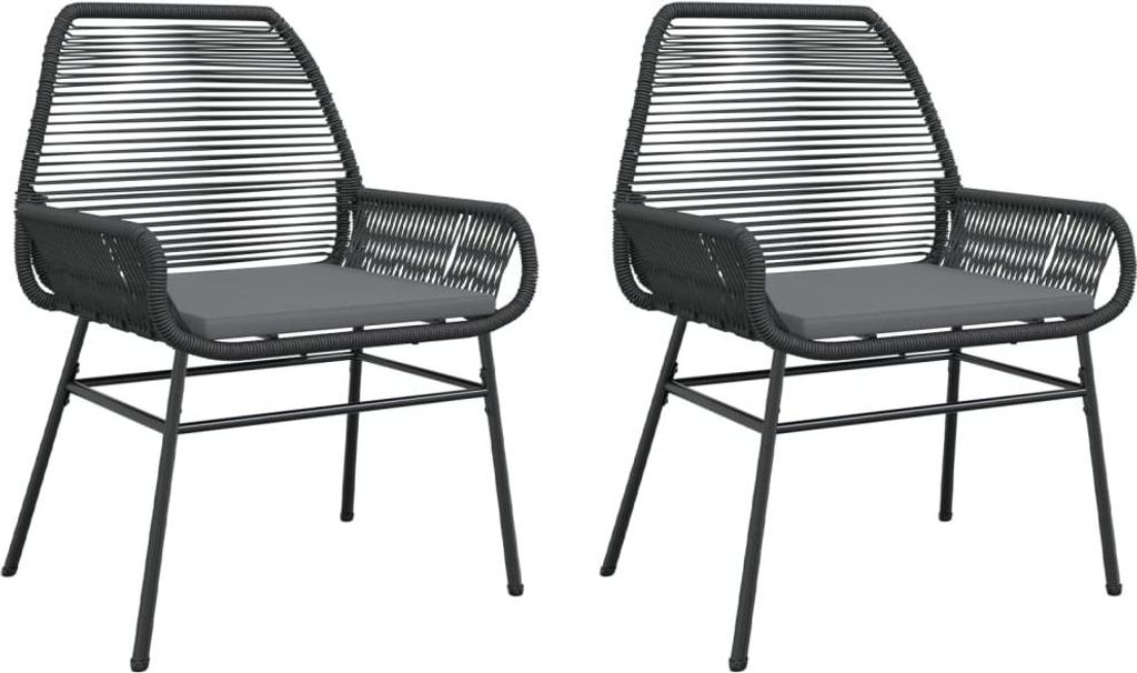 vidaXL Gartenstühle 2 Stk. mit Kissen Schwarz Poly Rattan Produktbild 