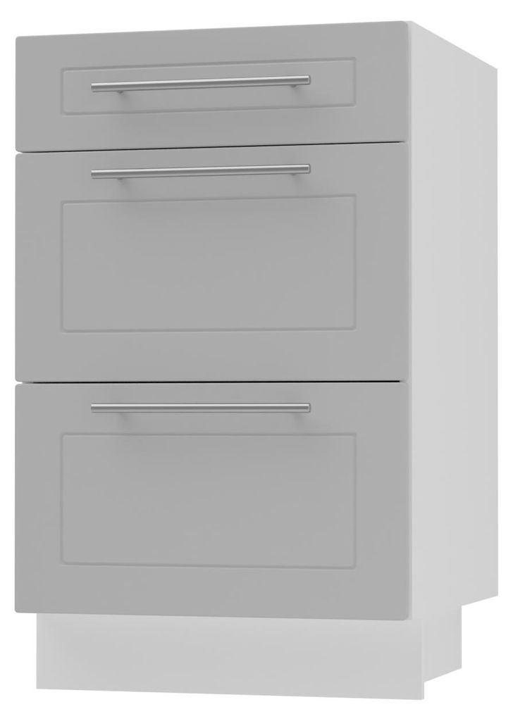 Schubladenunterschrank BARI 50x82cm lackiert Ausführung wählbar BA-D3 - 50,RAL 7040 fenstergrau matt,weiß,Blum Metabox (Teilauszug)