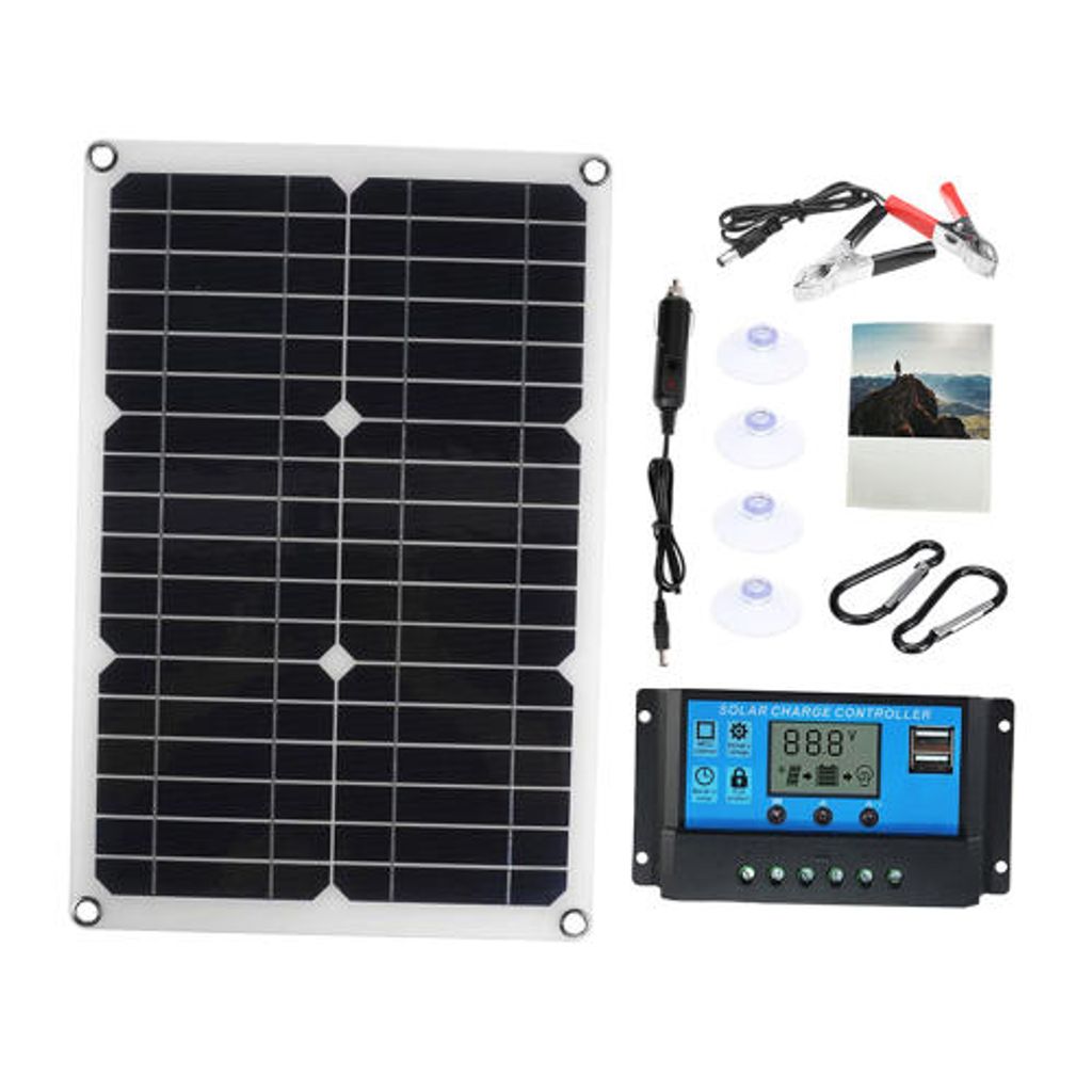 20W Solarpanel Solarmodul Ladegerät für Wohnwagen/Camping 30A Solar Laderegler 