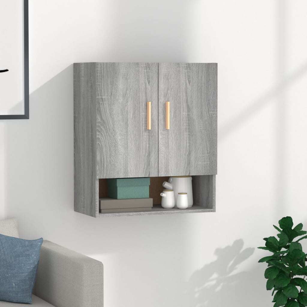 The Living Store Wandschrank Grau Sonoma 60x31x70 cm Holzwerkstoff