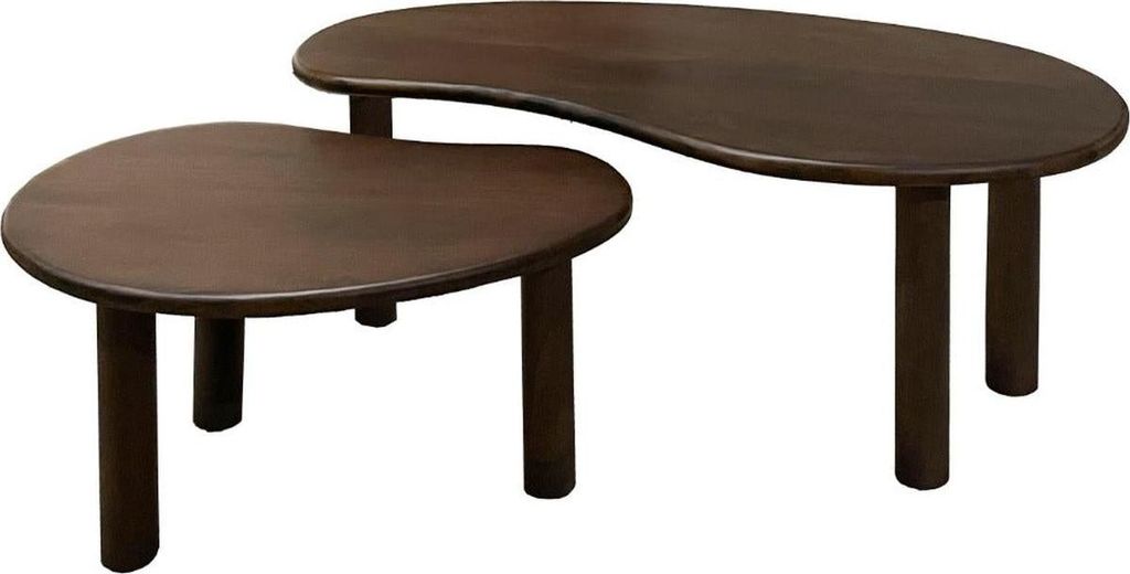 Livingfurn - Couchtisch Nubi Brown 2er-Set - Mangoholz