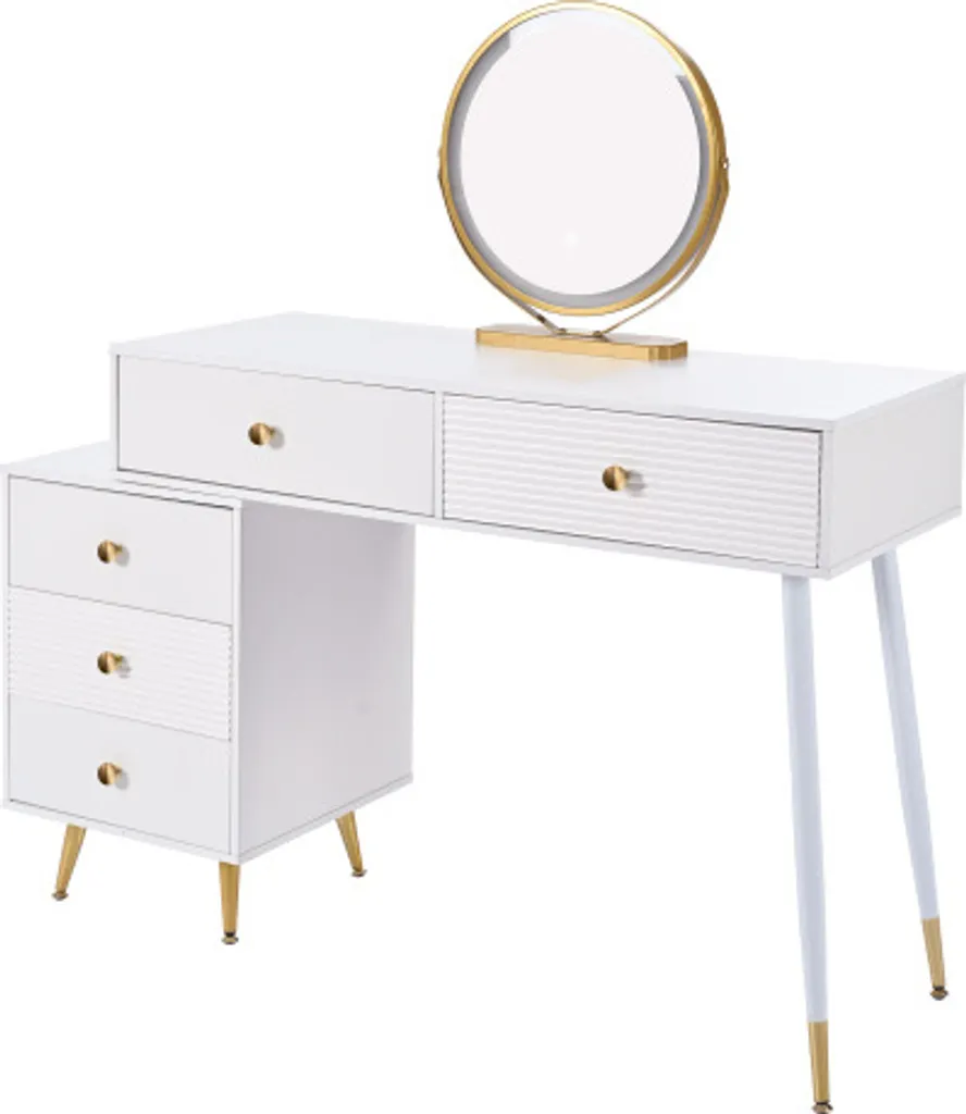 Coiffeuse LED pour Chambre Moderne avec Miroir et Rangement Modulable - 7