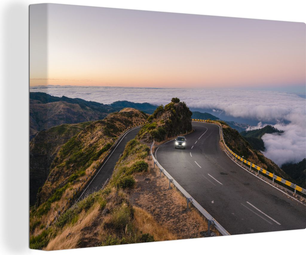 OneMillionCanvasses - Leinwandbilder - 140x90 cm, Autofahren auf der Insel Madeira, Portugal, Wandbilder Kunstdruck Wanddekoration - Foto auf Lei...