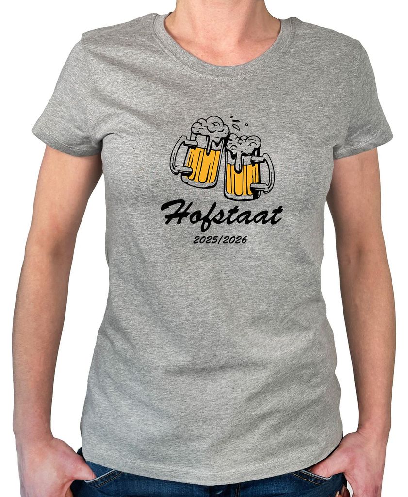Huuraa Damen T-Shirt Hofstaat 2025/26 Schützenfest XXL Sport Grey Bio Baumwolle Fairtrade Damenshirt Geschenkidee