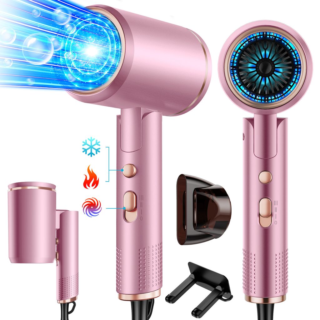 KUGI Haartrockner Föhn Ionen,klappbar,mit 3 Stylingdüse, 2500W, 6-Betriebsarten,Schnelltrocknen,Reiseföhn Hairdryer