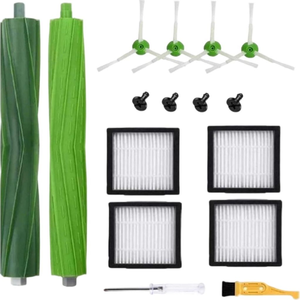 Ersatzteile und Zubehör kompatibel mit Staubsaugern der Serien iRobot Roomba i3, i4, E5, E6, E7, I, E und J – 1 Set mit 4 HEPA-Filtern und 4 Sei...
