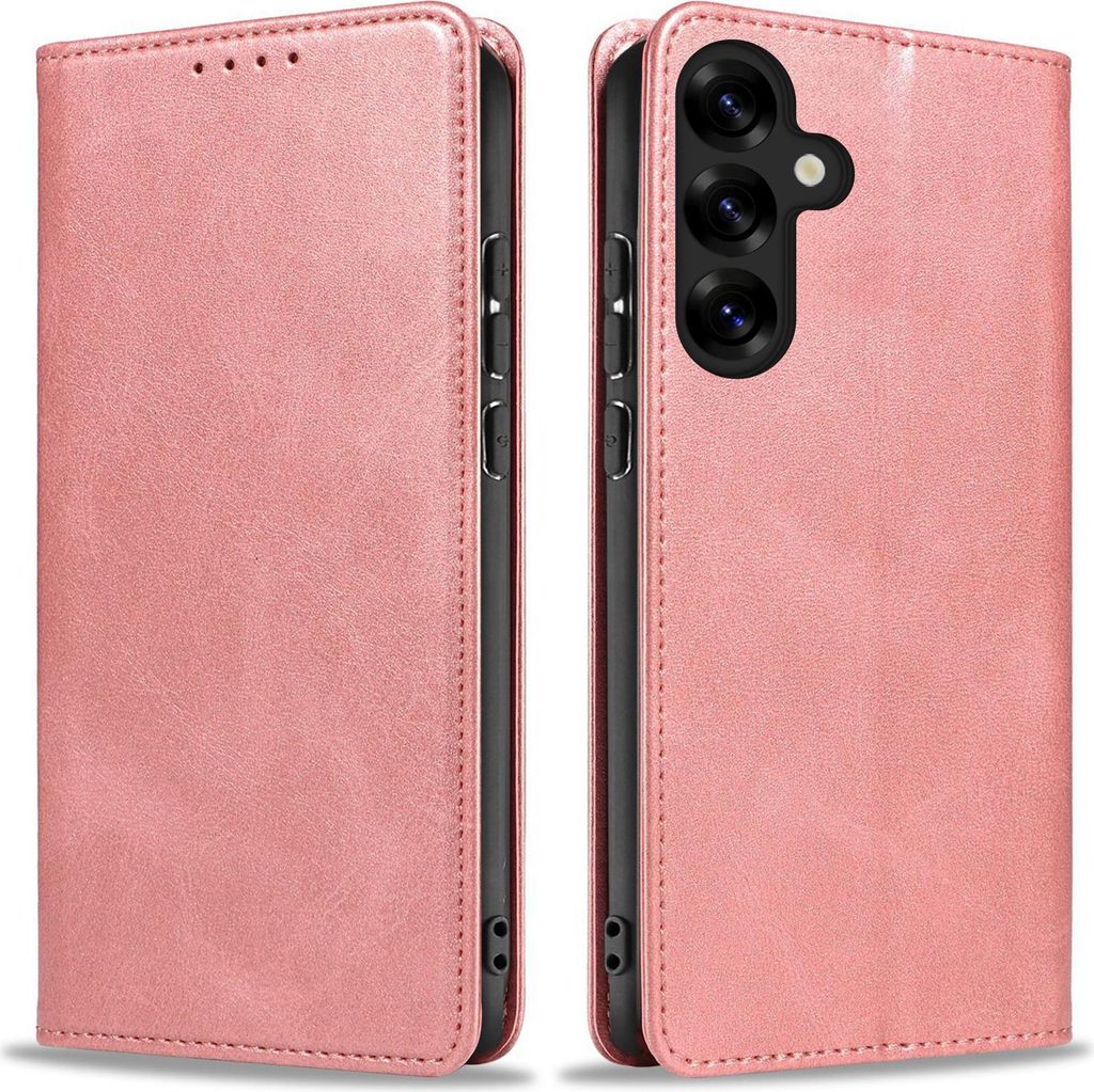 Handyhülle für Samsung Galaxy S25 FE Kunstleder Flip Cover Hülle Handytasche Case Kartenfach Farbe: Rosa