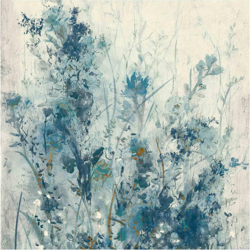 Fototapete originell - Vliestapete - Bildtapete UV-beständig Pflanzen blau Aquarell Wandtapete geruchsfrei