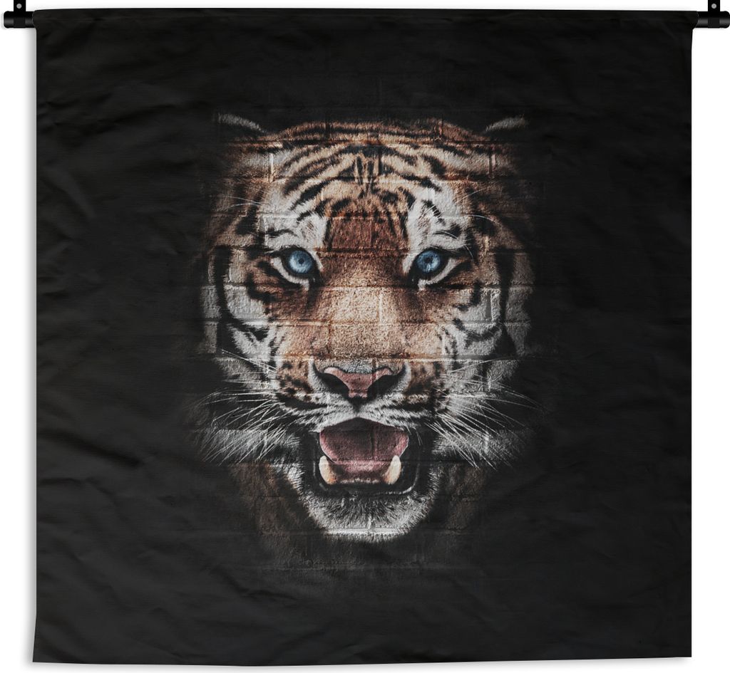 MuchoWow Wandteppich Wandbehang Tiger - Stein - Wand 150x150 cm Tapisserie Dekoration Wandtuch - Wohnaccessoires - Modernes
