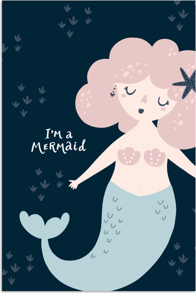 MuchoWow Poster Meerjungfrau - Zitat - Kind - Rosa - Mädchen - Baby 80x120 cm - Papierdruck
