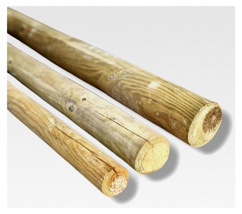 MyTimber Zaunpfosten aus imprägniertem KDI Holz | Runde Pfosten als Baumpfahl oder Holzpalisade | 6cm, 8cm, 10cm (10 cm, 200 cm)
