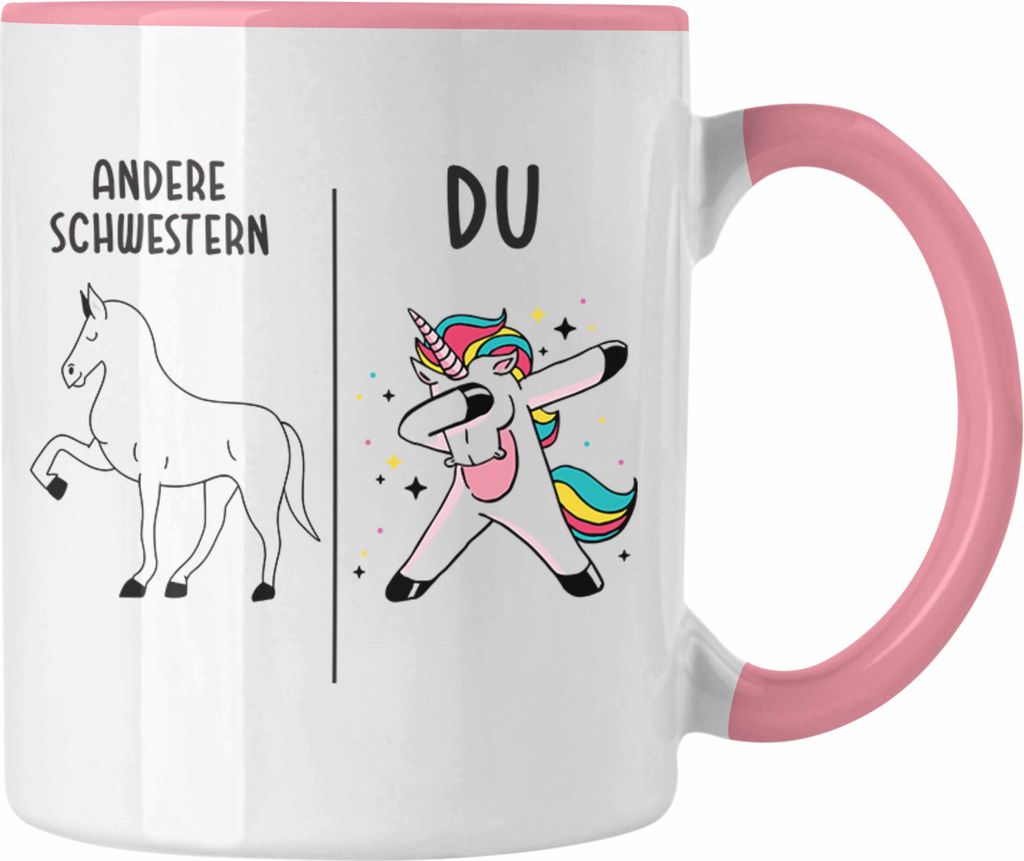 Trendation - Schwester Geschenk Geburtstag Tasse Geschenkideen Tassen mit Spruch für Schwester (Rosa)