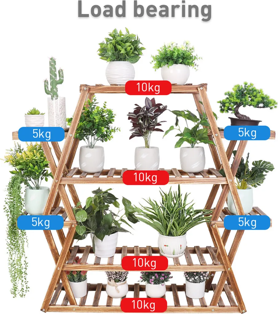 Escalier à fleurs 6 niveaux en bois traité 90cm support de plantes
