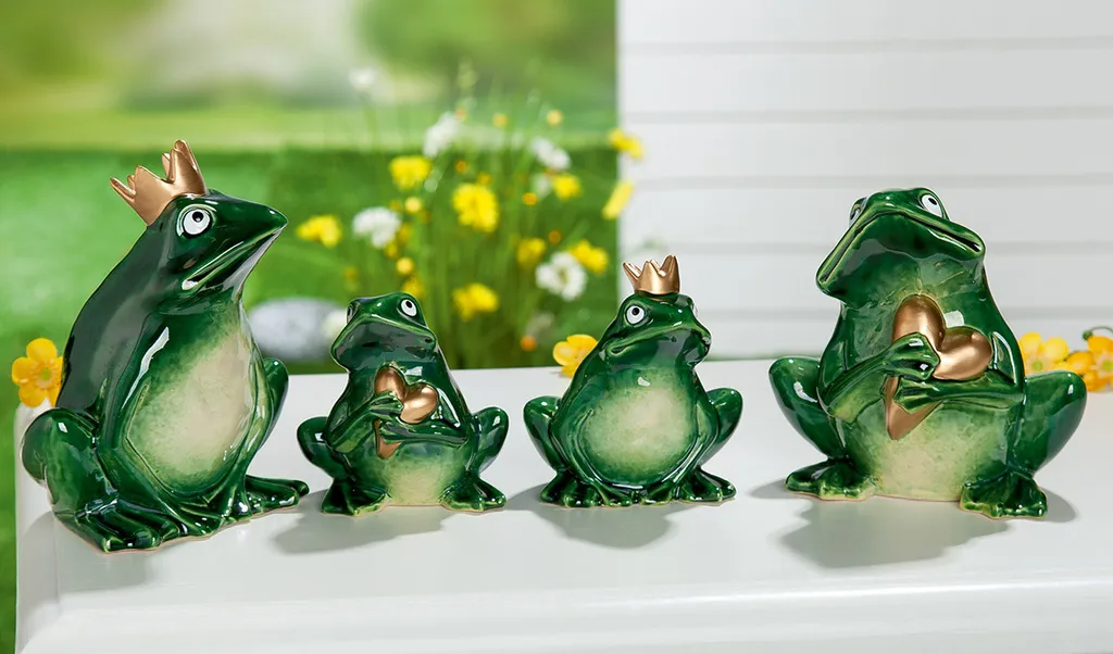 Duo de Grenouilles Jimmy Gilde 17cm en Céramique - Déco Verte Anti-Stress