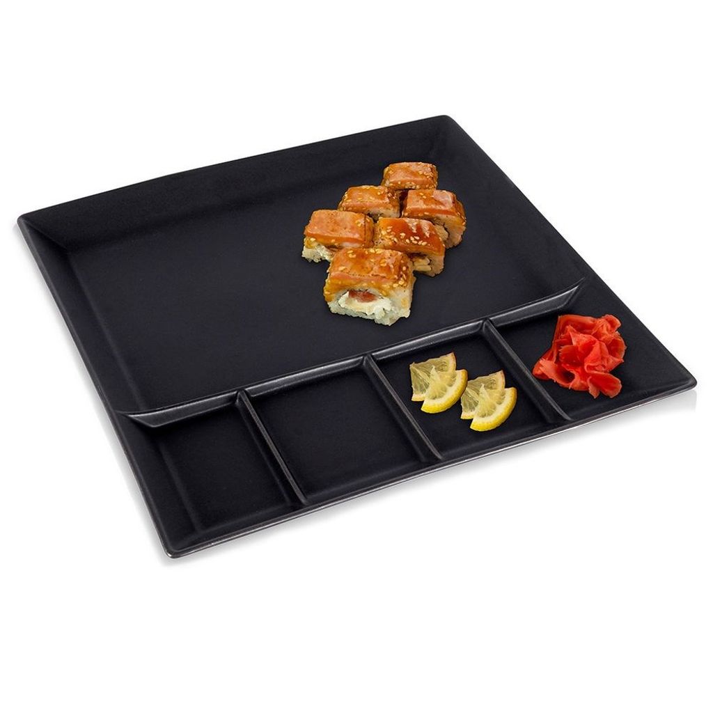Geteilter Teller aus schwarzem Porzellan 25x25 cm Produktbild 