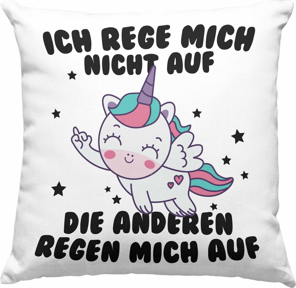 Trendation - Deko-Kissen mit Füllung 40x40 mit Spruch, Lustige Deko-Kissen mit Füllung 40x40 mit Sprüchen - Ich Rege Mich Nicht Auf - Deko-Kisse...