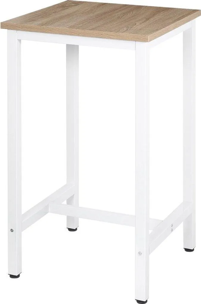 Mange-debout scandinave bois et blanc, table haute carrée de cuisine
