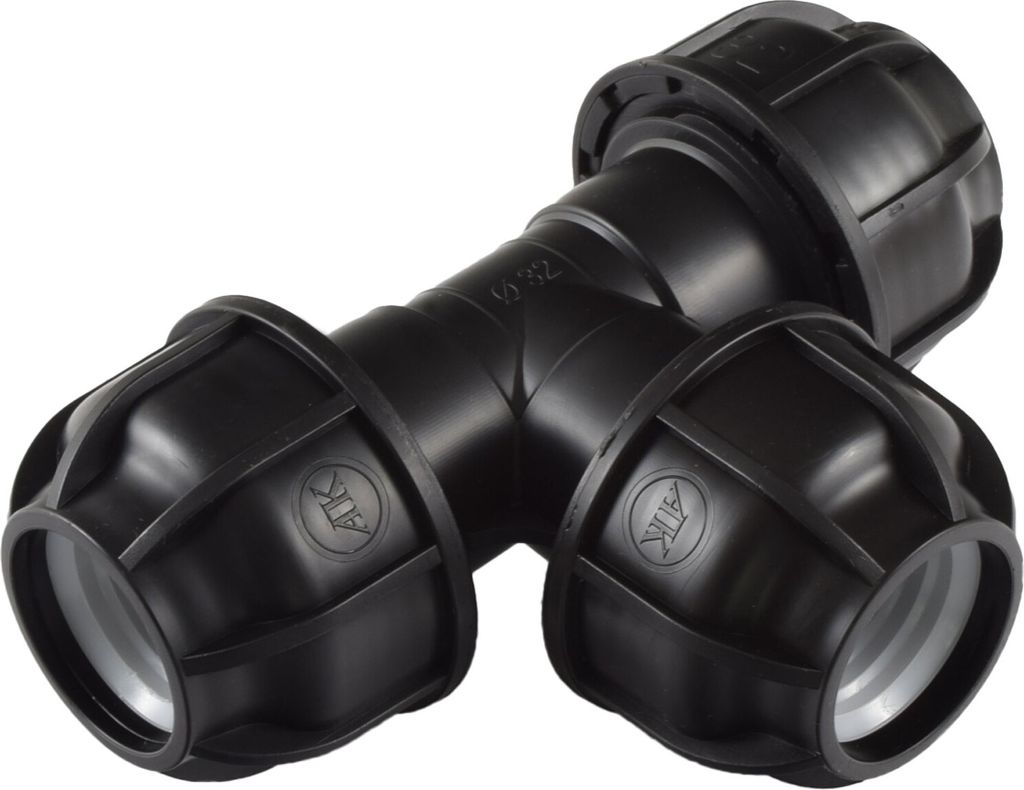 Agora-Tec PE Fitting T-Stück 32 mm x 32 mm x 32 mm für PE-Rohr 32 mm SCHWARZ