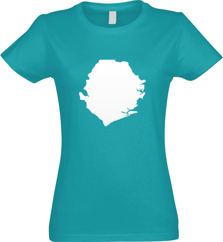 Kiwistar - T-Shirt tailliert - Damen - türkis - Sierra Leone Umriss Kontur - mit Motiv Bedruckt - Funshirt Design - Sport - Freizeit - Damen - XL