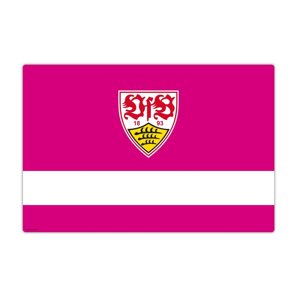 Schreibtischunterlage für Kinder und Erwachsene - VfB Stuttgart - Brustring rosa - 60 x 40 cm - aus abwischbarem Premium Vinyl - Germany
