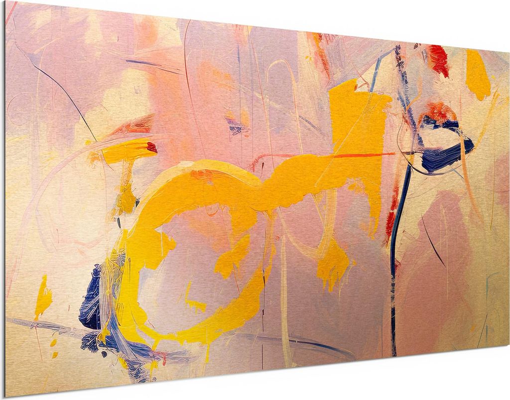 DEQORI Alu-Dibond Bild Gold 100x50 cm 'Lila Leichtigkeit' Wandbild Metall dünn Design