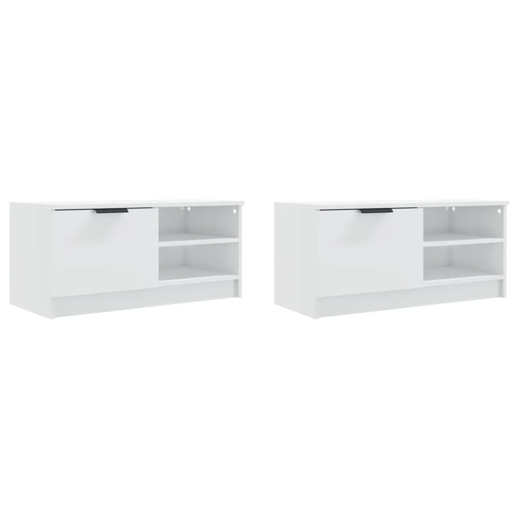 Supporto TV vidaXL 2 Pezzi 80x35x36,5 cm Bianco Lucido - Offerta - 4