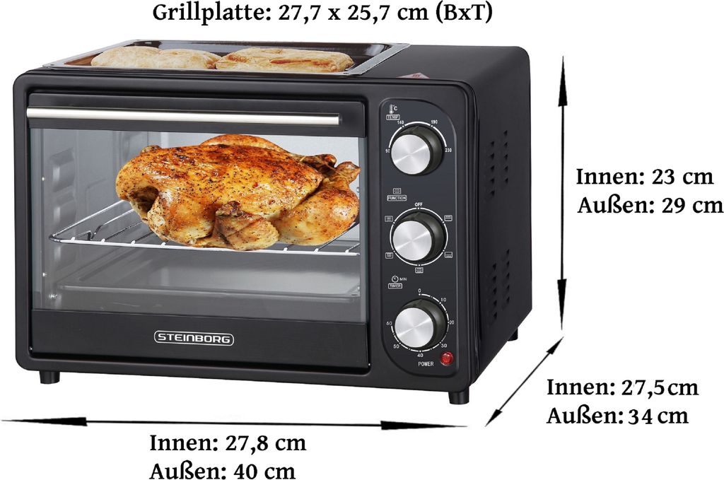 Steinborg 3 w 1 mini piekarnik z rusztem | 20 litrów | piec Zdjęcie produktu 14