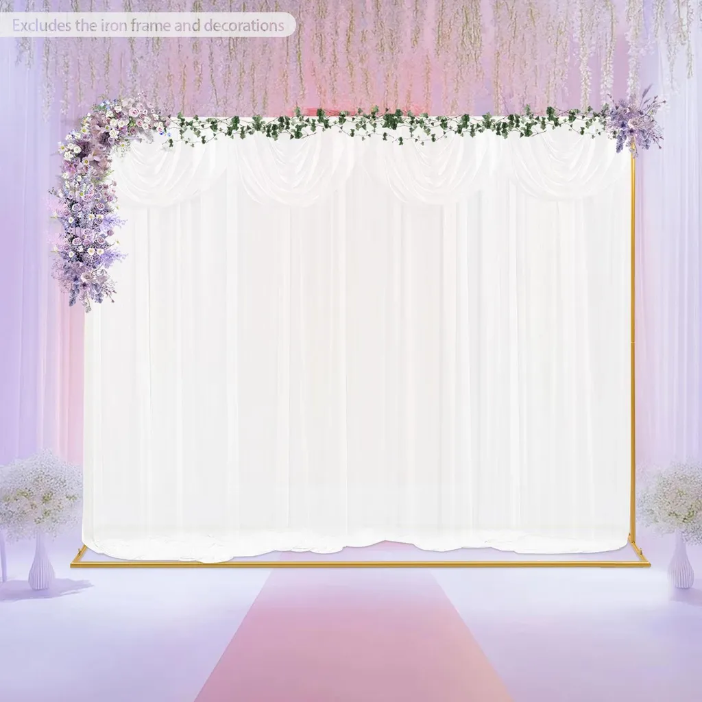 Arche de Fleurs avec Drapés Blanc Laiteux - Baldaquin de Fête Modulable