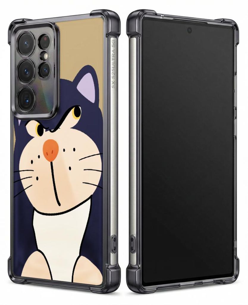 Personalisierte Hülle mit Bild für Samsung Galaxy S25 Edge Elektroplattiert TPU Stoßdämpfer Handyhülle mit Cartoon-Katzengesicht-Design