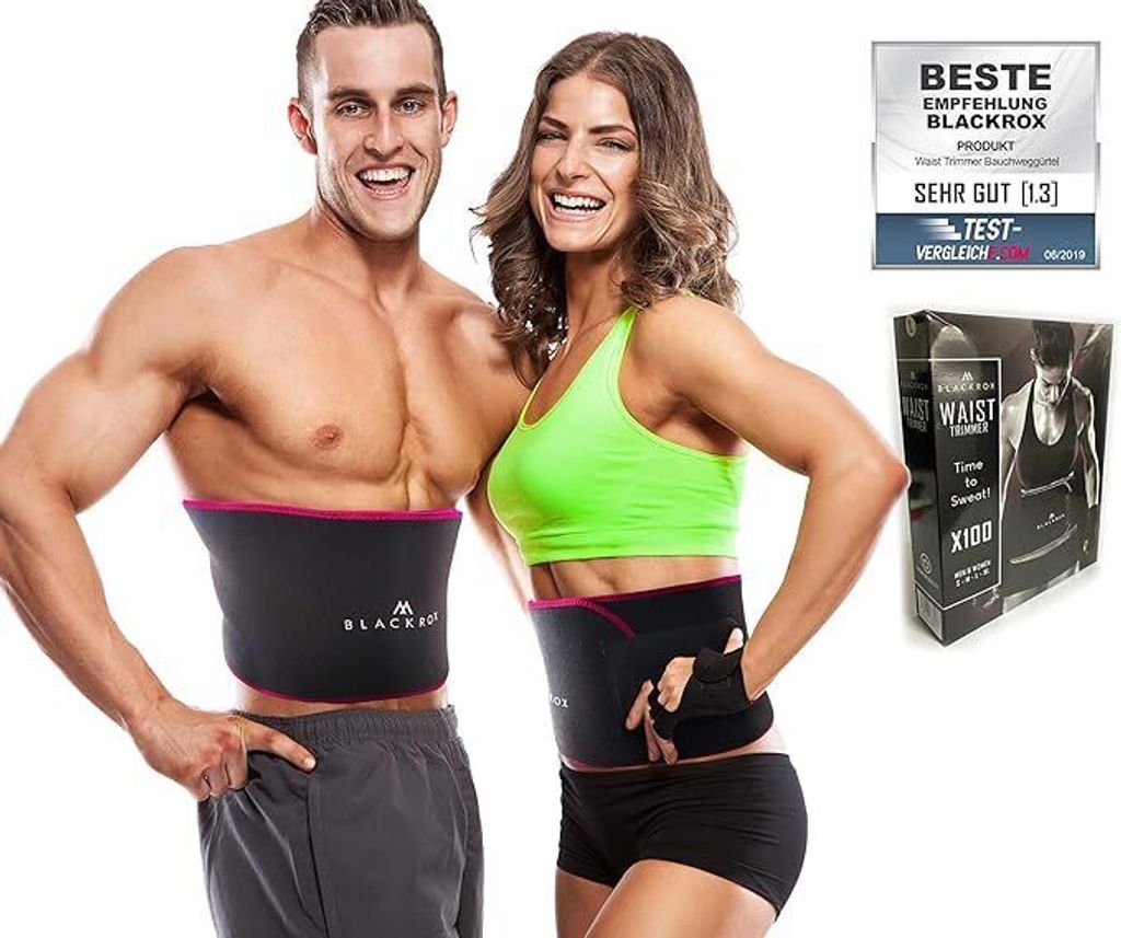 BLACKROX Trimm Your Waist Fitnessgürtel Vergleichssieger Damen & Herren,Schwitzgürtel zur Fettverbrennung, Premium Fitness Gürtel, Pink, Gr. L