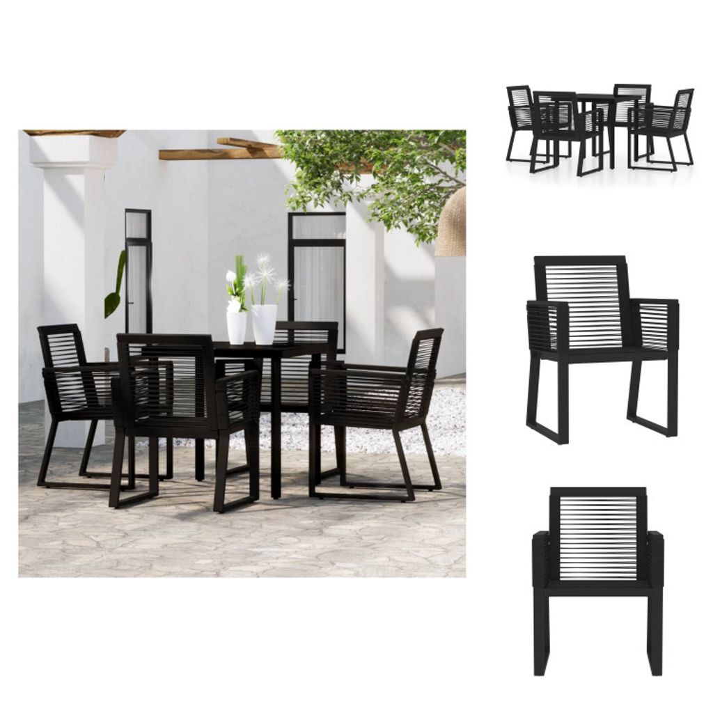 vidaXL 5-tlg. Garten-Essgruppe Schwarz - Gartenmöbel-Sets