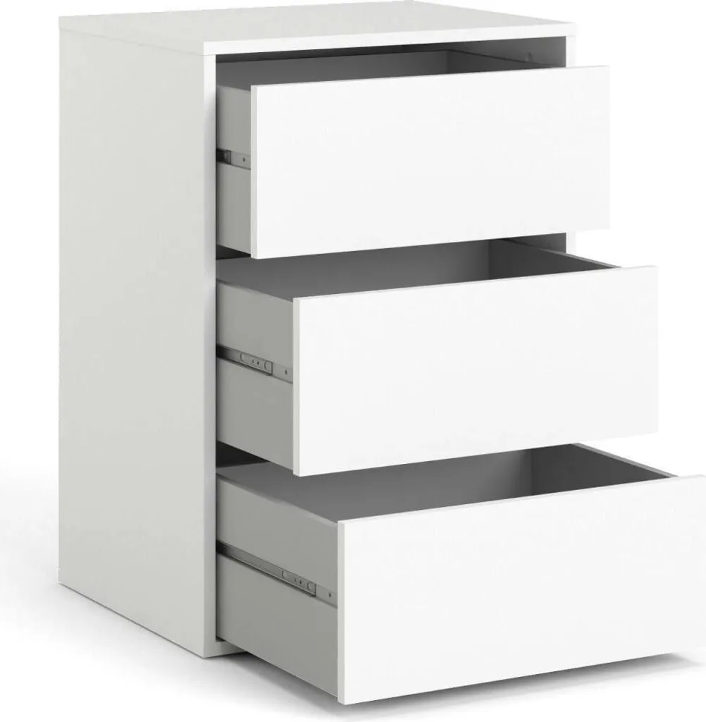 Commode Compacte Blanche 3 Tiroirs Adonino en Bois Solide - 3