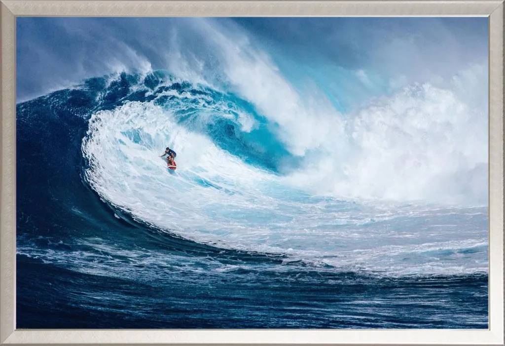 Poster Big Wave Surfing L'Onda Perfetta con Cornice Shinsuke Argento
