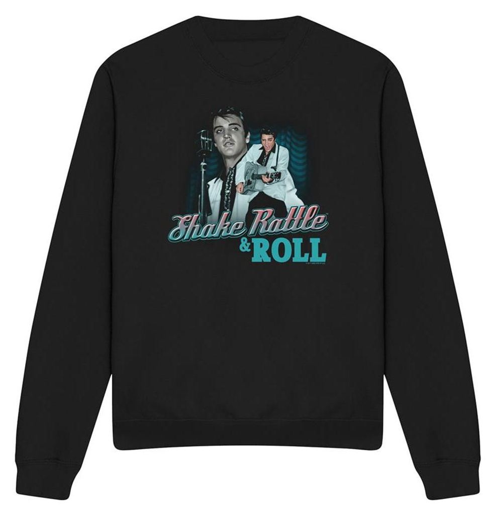 Elvis Presley - "Shake Rattle & Roll" Sweatshirt für Herren/Damen Uni TV32892 (L) (Schwarz)