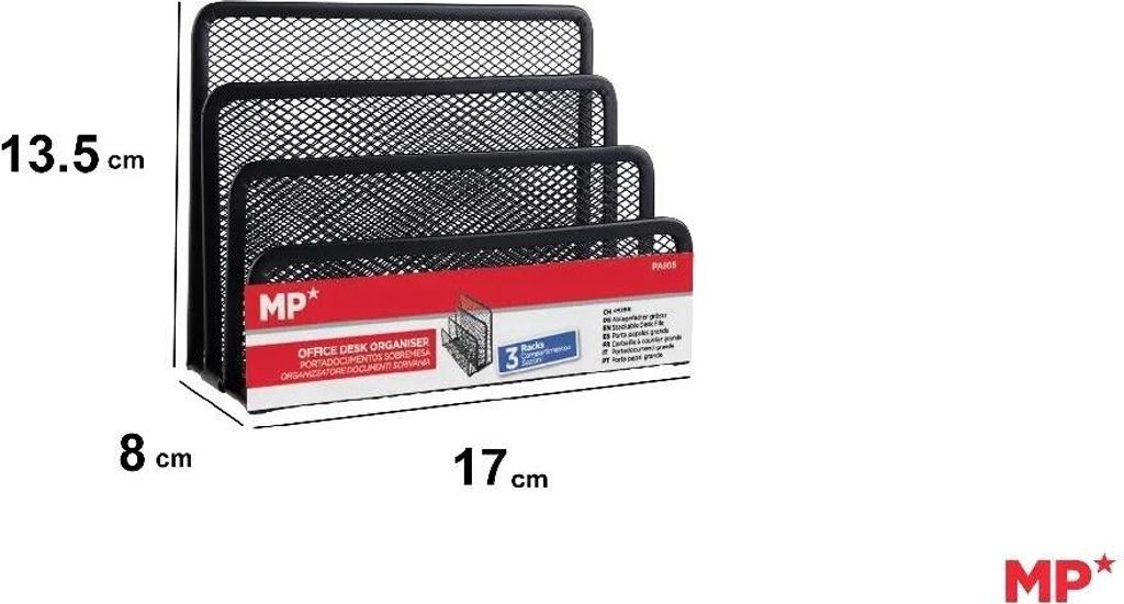 Schwarzer Schreibtisch-Organizer aus Metallgitter – MP Main Paper