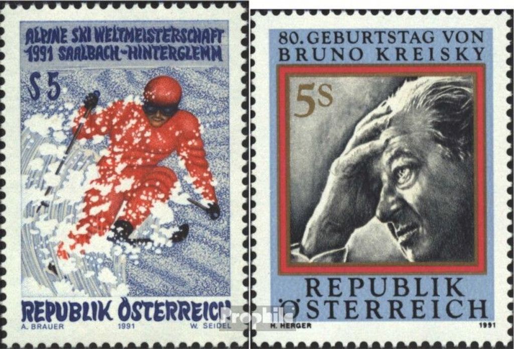 Briefmarken Österreich 1991 Mi 2014,2015 (kompl.Ausg.) gestempelt Sondermarken