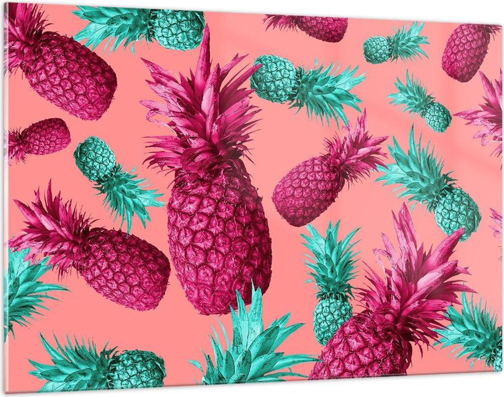 Bilder auf glas - Ananas Obst Saft - 120x80cm - Glasbilder - Wandbilder - Kunstdruck - zum Aufhängen bereit - Wanddekoration aus Glas - Glas Bilde...