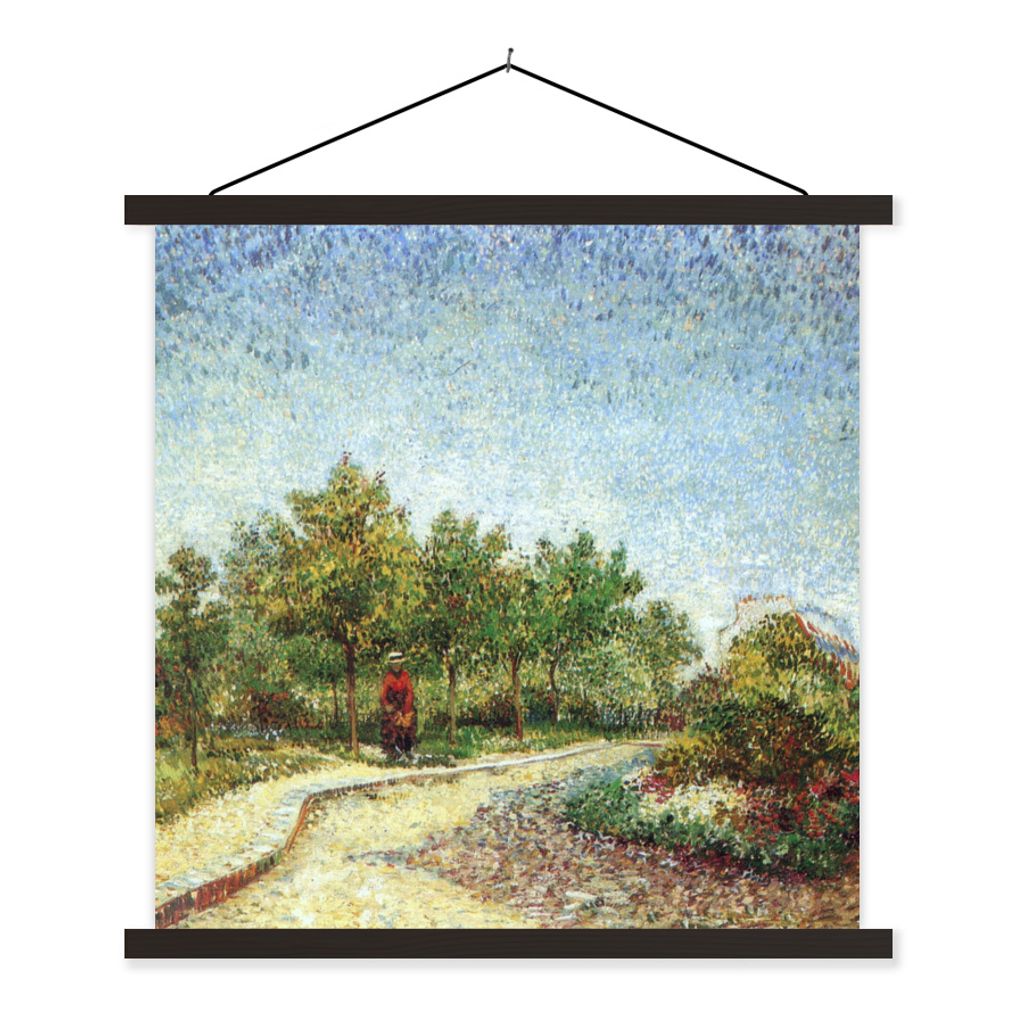 MuchoWow Textilposter Allee im Park des Voyer d'Argenson in Asnières - Vincent van Gogh 120x120 cm mit schwarzem Rahmen - Aufhängungsset