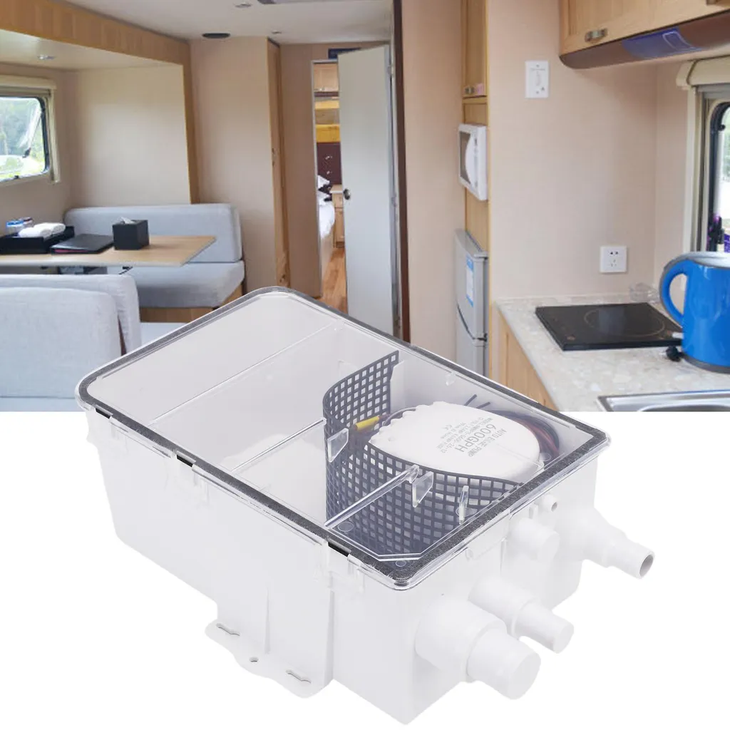 Pompe de Douche 12V 600 GPH à Raccords Multiples - Boîtier Compact et Robuste - 15