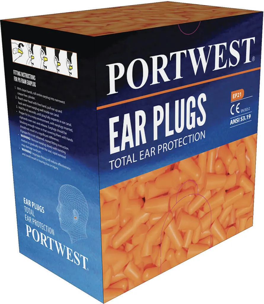 Réduisez le bruit au travail - Recharge 500 paires Portwest EP21 Orange