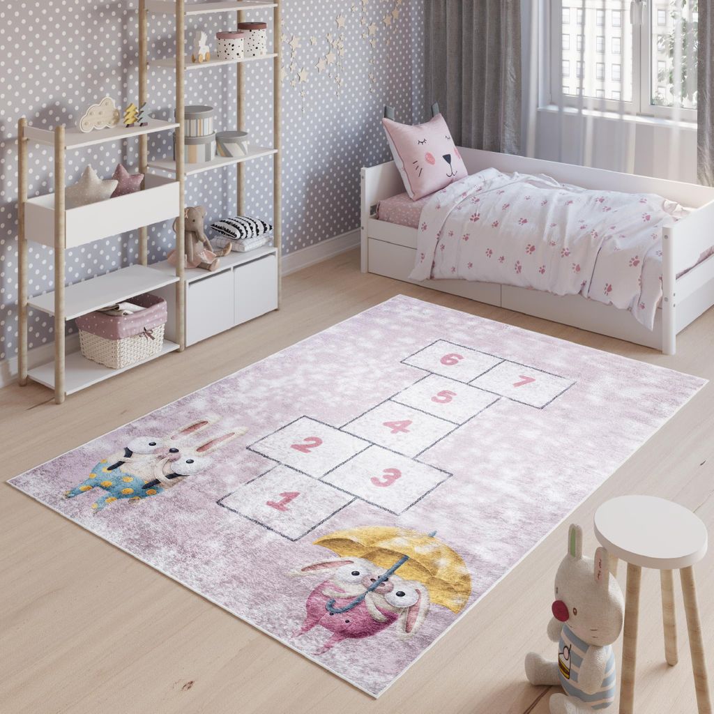 Tapiso Teppich EMMA Modern Kinderzimmer Rosa Schlafzimmer 80 x 150 cm