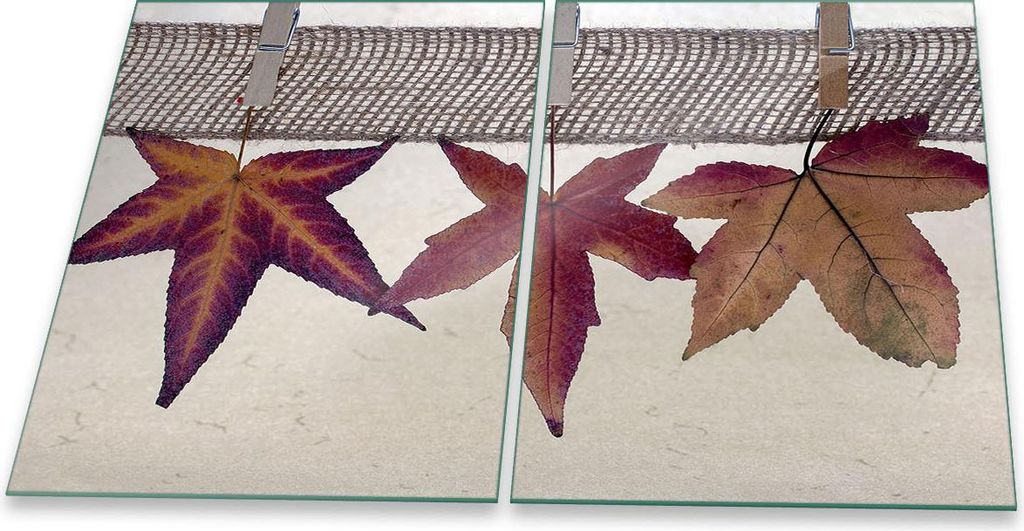 Herdabdeckplatte Glaskeramik 2-Teilig 2x40x52 Natur Braun Abdeckung Spritzschutz Glas