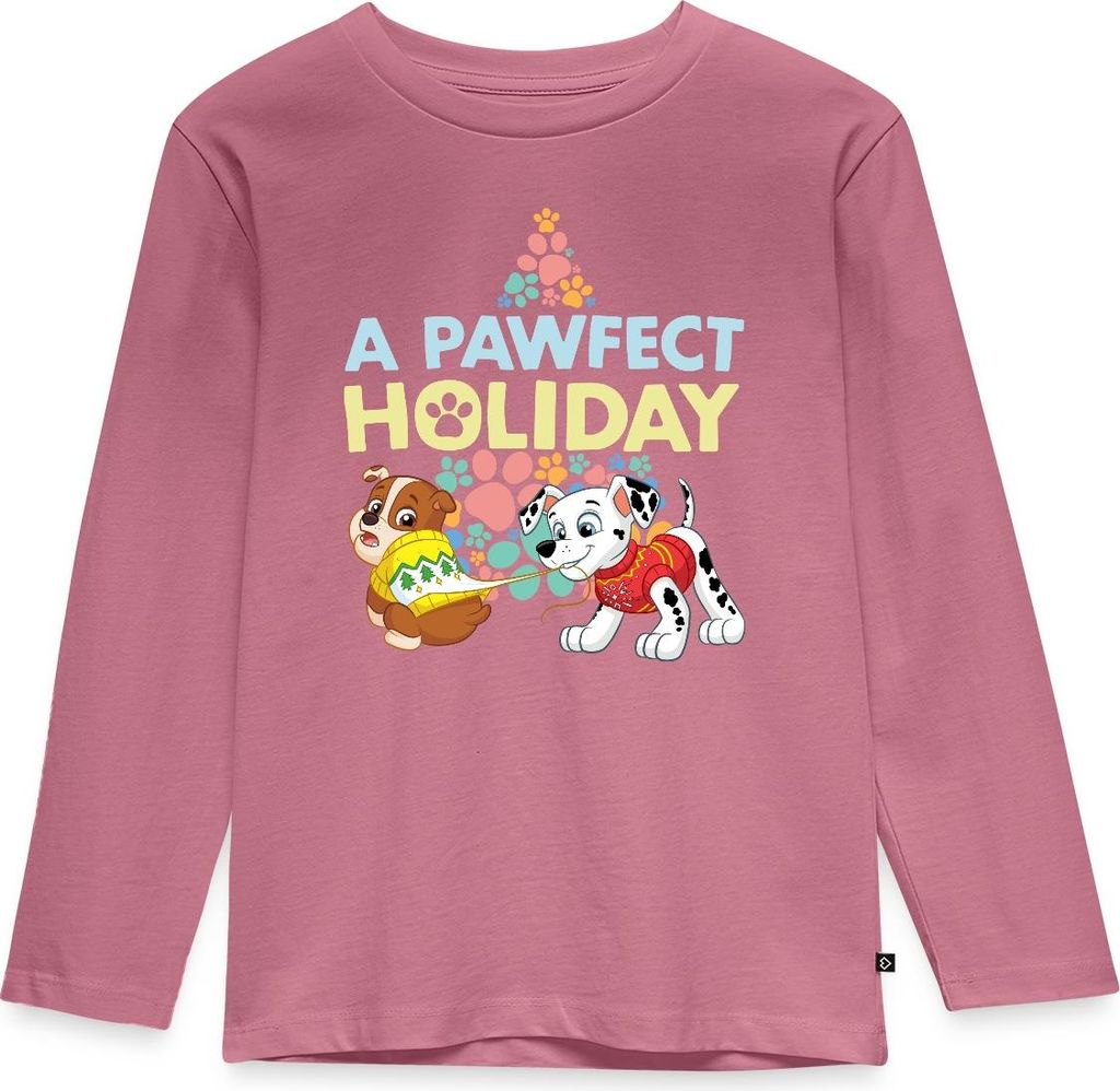 Spreadshirt Paw Patrol Rubble & Marshall Weihnachts-Design Kinder Premium Langarmshirt, 98/104 (2 Jahre), Mauve