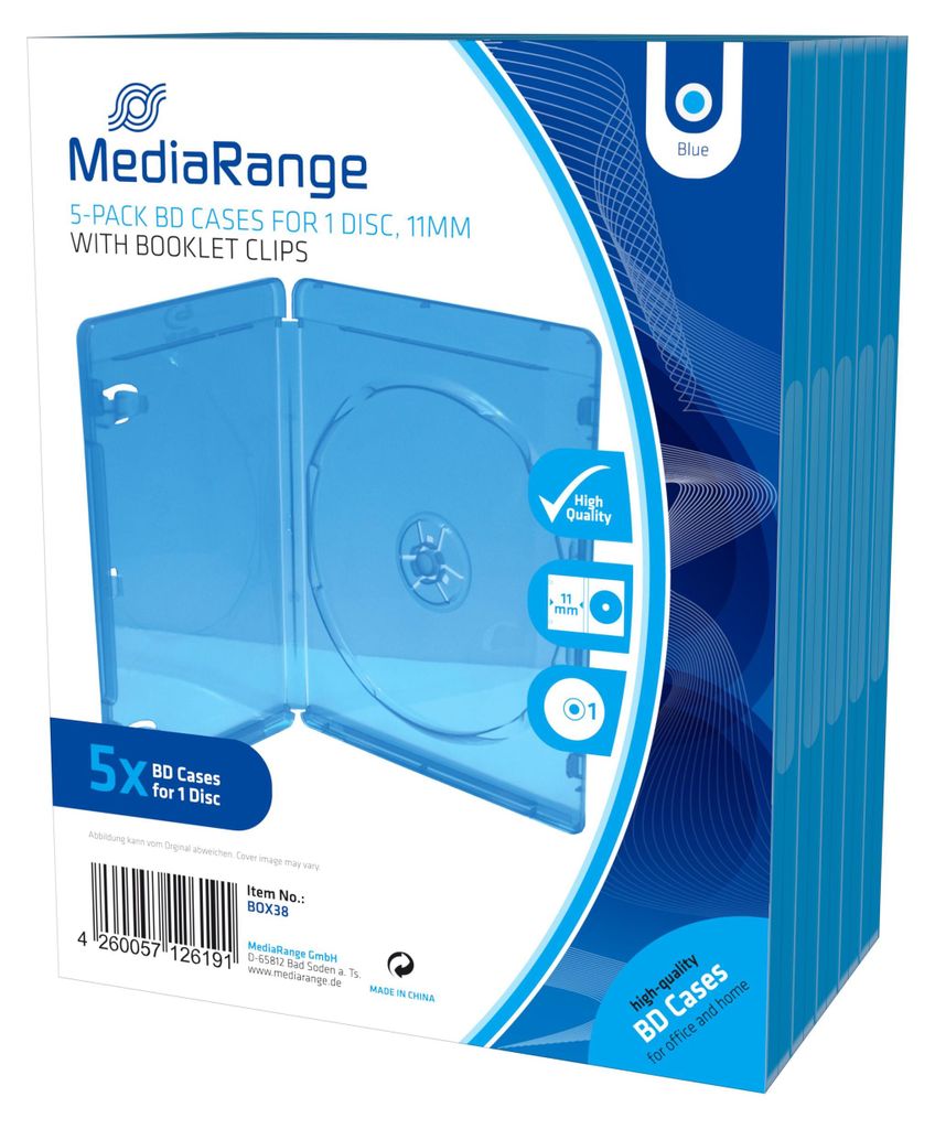 MediaRange BOX38 Boîtier pour CD Blu-ray 1 disque bleu Image du produit 
